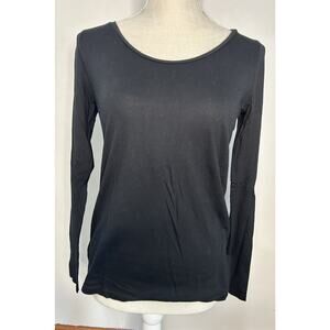 Ann Taylor LOFT Sz S Black Soft Knit Scoop Neck Top Live Love Loft
